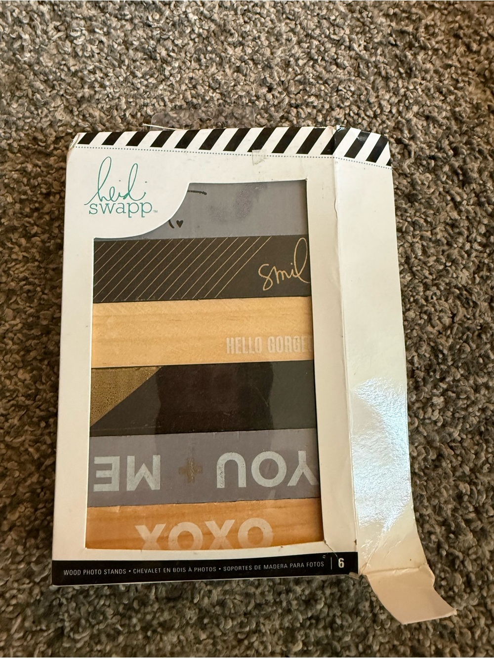 Heidi Swapp Gold and Gray Striped Photo Stand Set